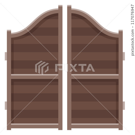 Retro wooden doorway in wild west style. Vintage doors 117076947