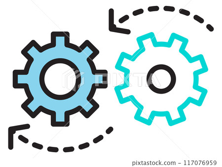 Gears proccess icon. Rotating cogwheels color symbol 117076959