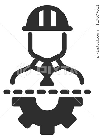 Engineer with process gear black icon. Industrial worker Engineer with process gear black icon. Industrial worker 117077011