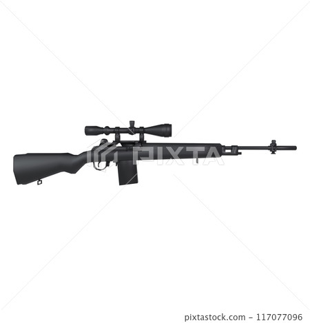 A black rifle with a scope attached to it 117077096