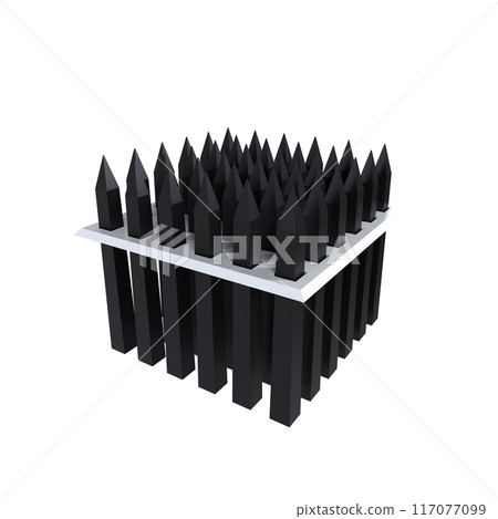 A black fence with many spikes on it 117077099