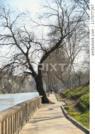Streets of Tbilisi, the capital of Georgia in early spring. 117077167