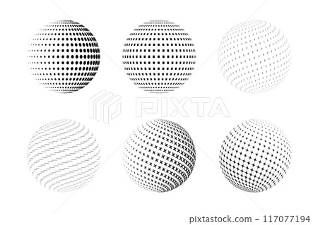 Globe grid spheres wireframe. 3D spheres isolated. Vector illustration 117077194