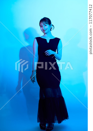 Female portrait with color lighting Female portrait with color lighting 117077412