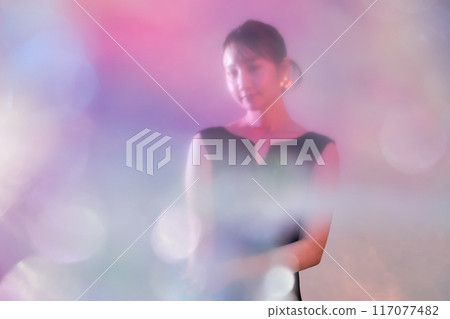 Female portrait with color lighting 117077482