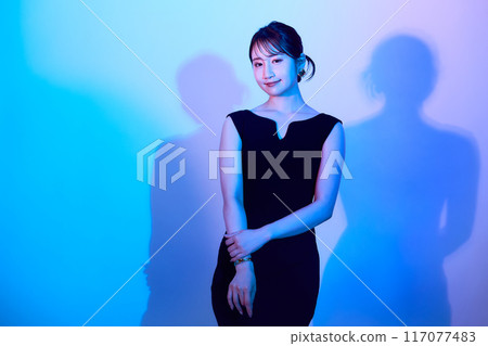 Female portrait with color lighting 117077483