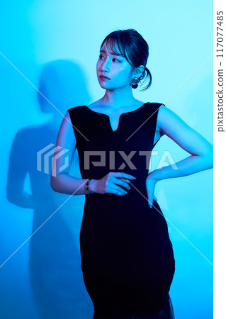 Female portrait with color lighting 117077485