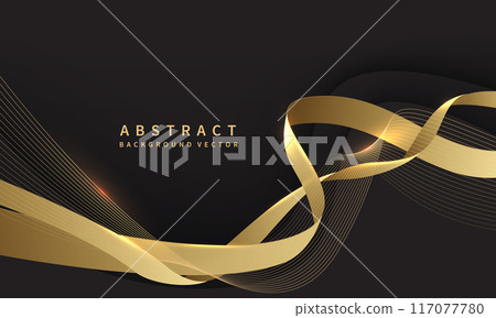 Abstract luxury gold ribbon line wave curve on black design modern background vector Abstract luxury gold ribbon line wave curve on black design modern background vector 117077780