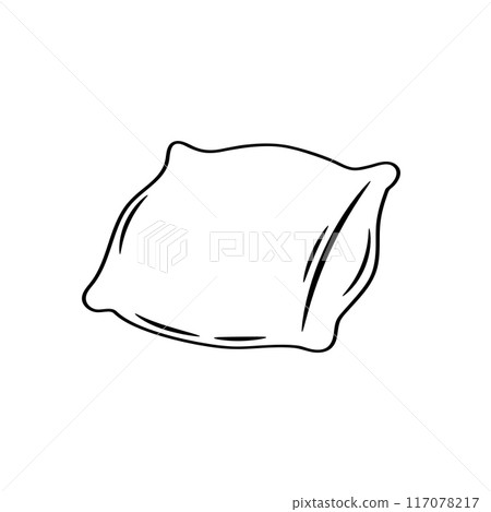 Pillow doodle icon. Vector hand drawn sketch illustration. 117078217