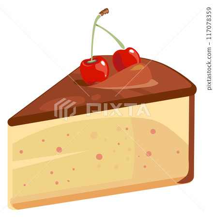 Cherry pie slice cartoon icon. Cake piece Cherry pie slice cartoon icon. Cake piece 117078359