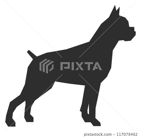 Boxer dog breed black silhouette. Pet icon 117078482