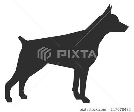 Doberman black silhouette. Pet symbol. Animal icon 117078483