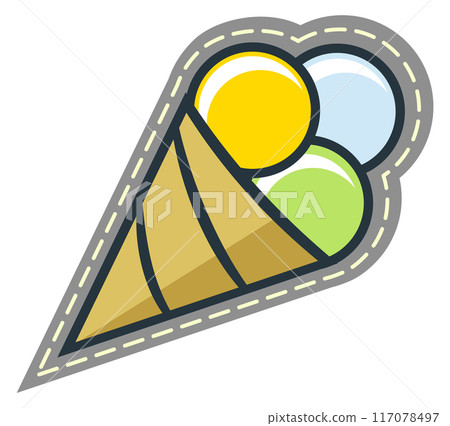 Ice cream cone patch. Summer dessert sticker Ice cream cone patch. Summer dessert sticker 117078497