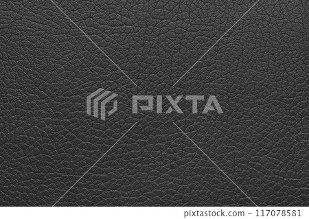 Natural, genuine black leather texture, structure of glossy leatherette macro background 117078581