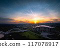 Aerial view of Toyota city at sunrise 117078917