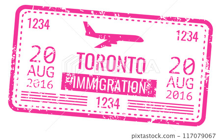 Immigration stamp. Airport passport mark. Travel visa 117079067