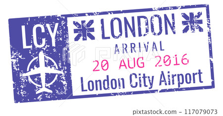 London airport stamp. Tourist passport travel visa 117079073