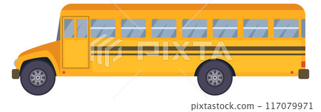 School bus side view. Yellow kid transport icon School bus side view. Yellow kid transport icon 117079971