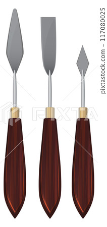 Painting knives set. Cartoon oil painter tools 117080025