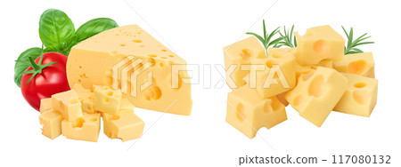piece of cheese isolated on white background with full depth of field 117080132