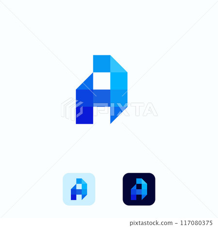 Letter A creative technological modern data pixel logo element template design 117080375