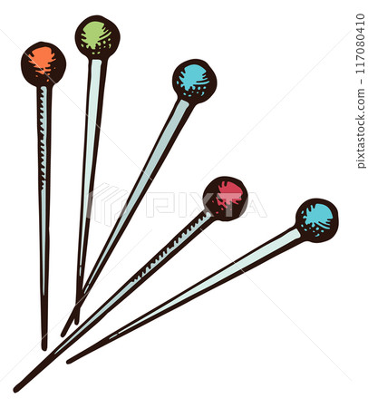 Sewing pins color drawing. Color ball needles 117080410