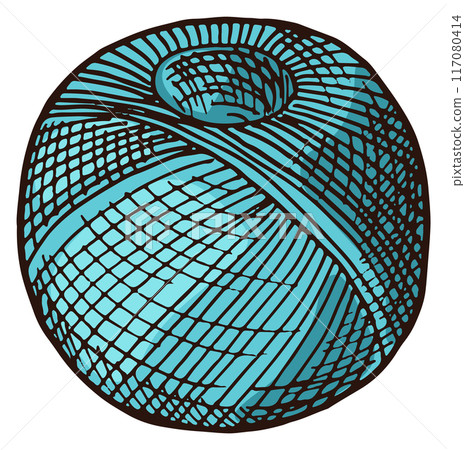 Blue thread ball. String roll color sketch 117080414