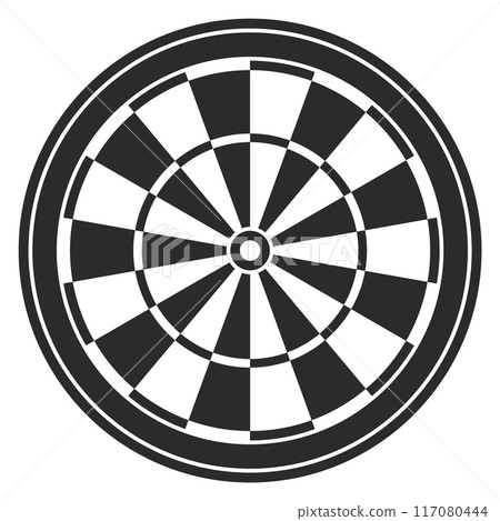 Dartboard black icon. Aiming game target symbol Dartboard black icon. Aiming game target symbol 117080444