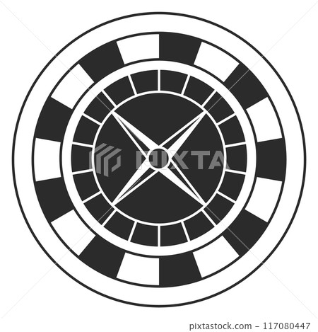 Casino roulette black icon. Gambling wheel symbol 117080447