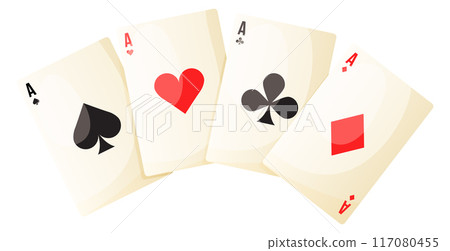 Playing cards aces hand. Game win cartoon icon 117080455