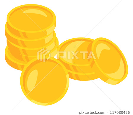 Golden coins pile. Wealth symbol. Cartoon money Golden coins pile. Wealth symbol. Cartoon money 117080456
