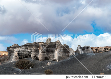 Stratified City natural attraction on the island of Lanzarote, Canary Islands 117080582
