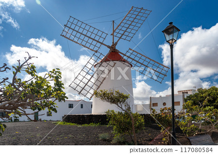 Mill in the town of Teguise on the island of Lanzarote, Canary Islands 117080584