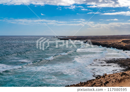 The coast near the village of Arrieta, Lanzarote, Canary Islands 117080595