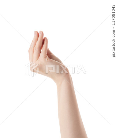 Young woman hand showing italian gesture isolated on white background Young woman hand showing italian gesture isolated on white background 117081045