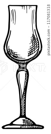 wine glass drawing in chalkboard menu style 117081318