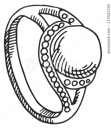 Elegant ring with precious gemstone. Luxury jewelry sketch 117081330