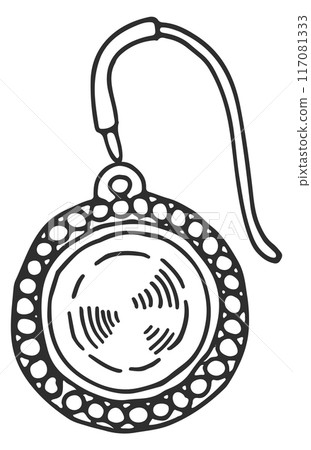 Silver jewel earring sketch. Luxury elegant gemstones 117081333