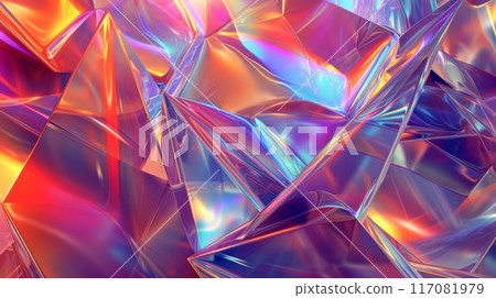 Intricate Glassy Structure with Rainbow Hue Ai generated 117081979