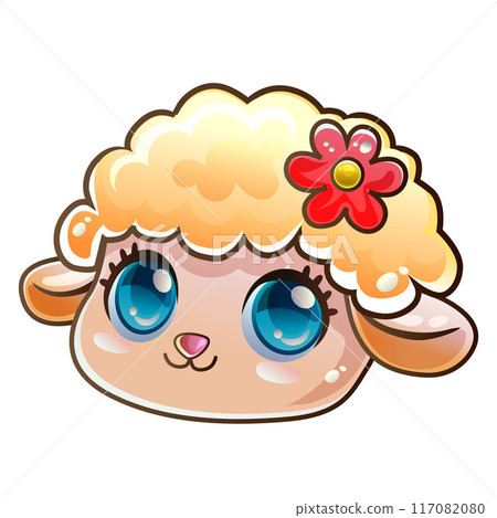 cute sheep lamb head sticker cartoon 117082080