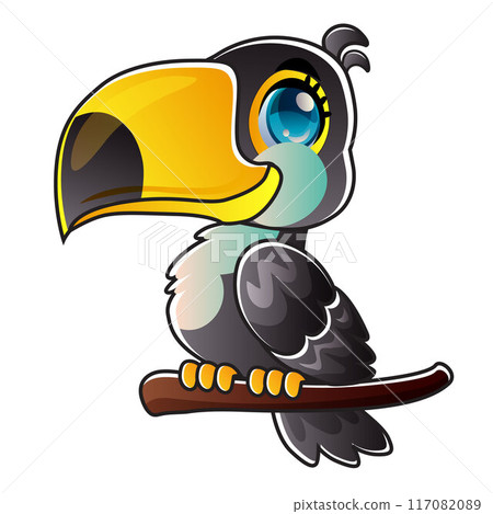 colorful toucan cartoon sticker 117082089