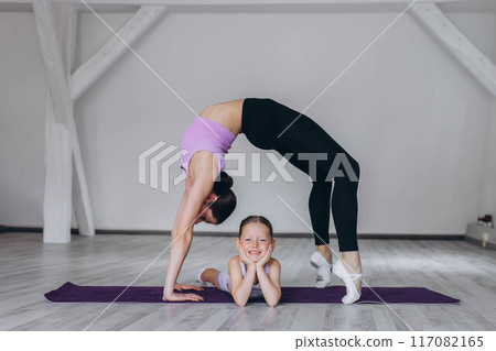 children's gymnastics and muscle stretching exercises 117082165