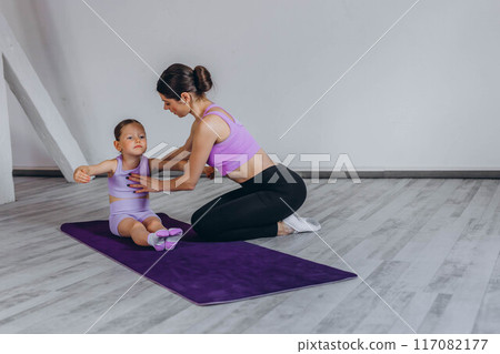 children's gymnastics and muscle stretching exercises 117082177