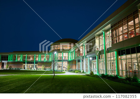 Nighttime Illumination of Modern Campus in Suburban Indiana 117082355