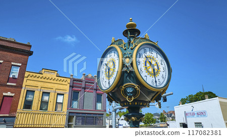 Aerial Downtown Huntington IN Rotary Centennial Park Clock Tower Aerial Downtown Huntington IN Rotary Centennial Park Clock Tower 117082381