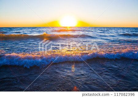 Golden Hour Serenity on Lake Michigan 117082396