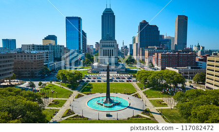 Aerial View of Indiana War Memorial in Urban Park, Indianapolis Aerial View of Indiana War Memorial in Urban Park, Indianapolis 117082472
