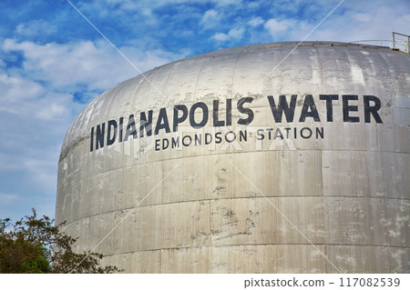 Indianapolis Water Tower, Edmondson Station, Aged Surface against Sky Indianapolis Water Tower, Edmondson Station, Aged Surface against Sky 117082539
