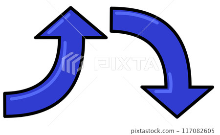 Curved arrow blue set (line drawing, with reflection) Curved arrow blue set (line drawing, with reflection) 117082605