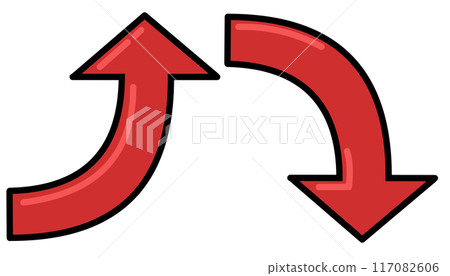 Curved arrow red set (line drawing, with reflection) Curved arrow red set (line drawing, with reflection) 117082606